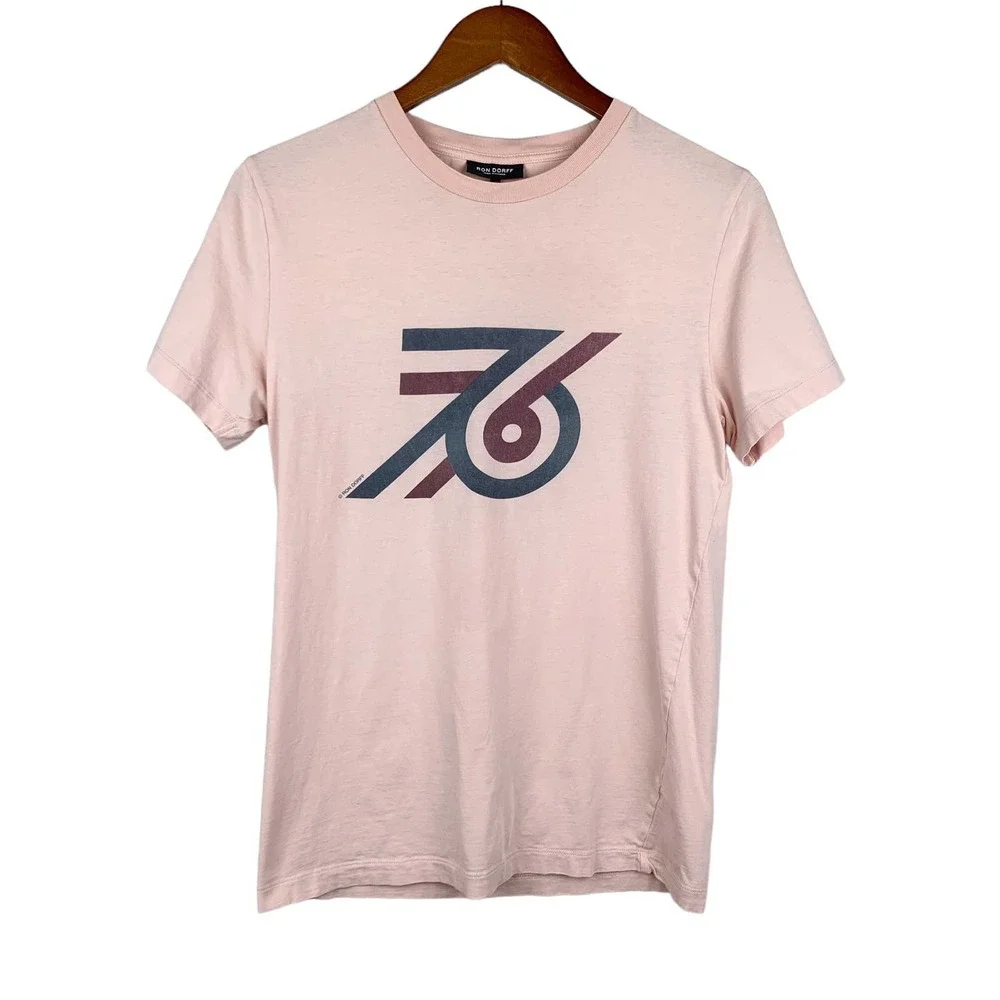 Ron Dorff T-shirt Short Sleeve 76ers Logo Pink Men’s S ~ Flaws